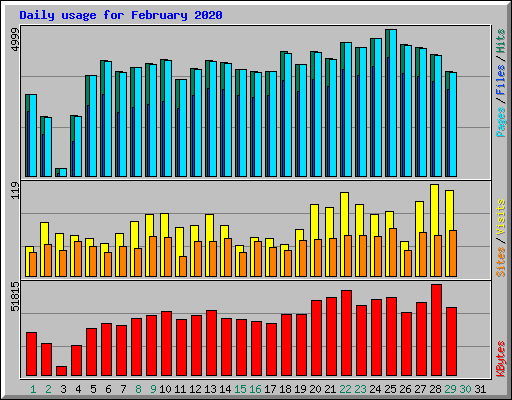 Daily usage for February 2020